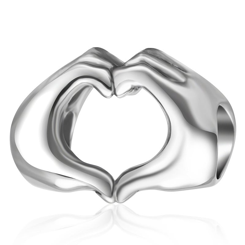 SOUKISS 925 Sterling Silver Love Heart in Your Hands Charm for Charms Bracelets, Xmas Mother's Day Gifts Idea - Image 1